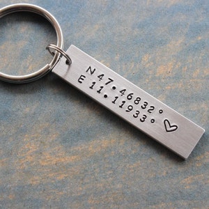 Personalised Coordinates Keyring   – Oakdene Designs