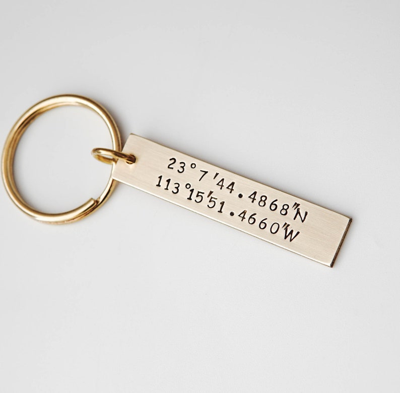 Custom Coordinates Keychain Latitude longitude Keychain Etsy