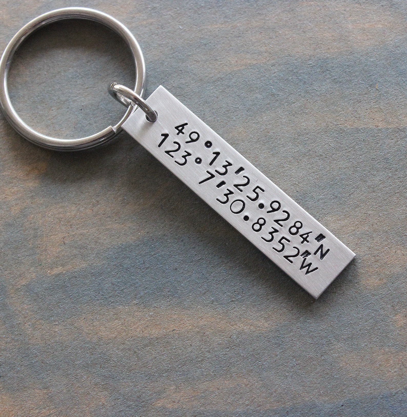 Custom Coordinates Keychain Latitude Longitude Keychain Gps Etsy