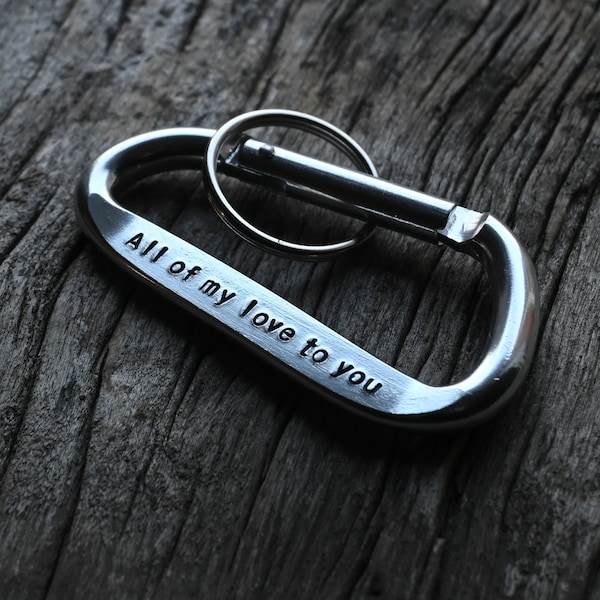 Custom Carabiner for Everyday Use, HandStamped Carabiner, Personalized Carabiner, Engraved Carabiner, Initials Carabiner