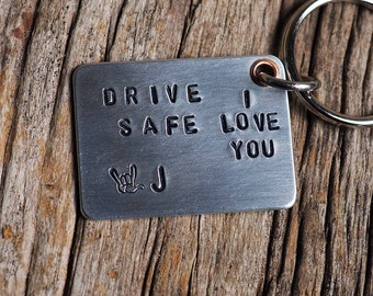 I Love You Keychain, Boyfriend Keychain, Drive Safe Keychain, Engraved keychains, Keychains With Messages, Personalized Gifts