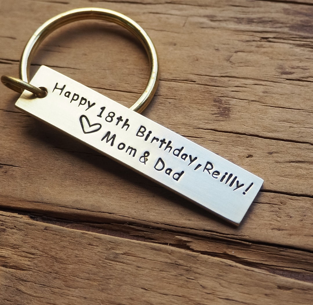 Custom Brass Keychain, Personalized Birthday Gift - Etsy