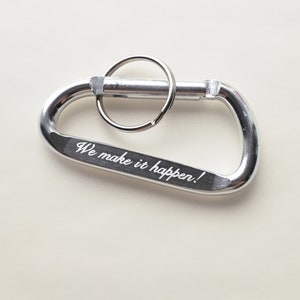 Personalized Silver Carabiner Keychain: Engraved Custom Message