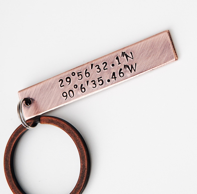 coordinate keychain, ring keychain Latitude longitude, keychains for boyfriend, coordinate keychain charm, for women image 2