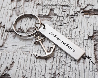Custom Engraved Aluminum Keychain with Anchor Charm - Wedding Gift (Bulk-3)