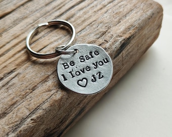Personalized Pewter Keychain: Custom Engraved, Hand Stamped Gift