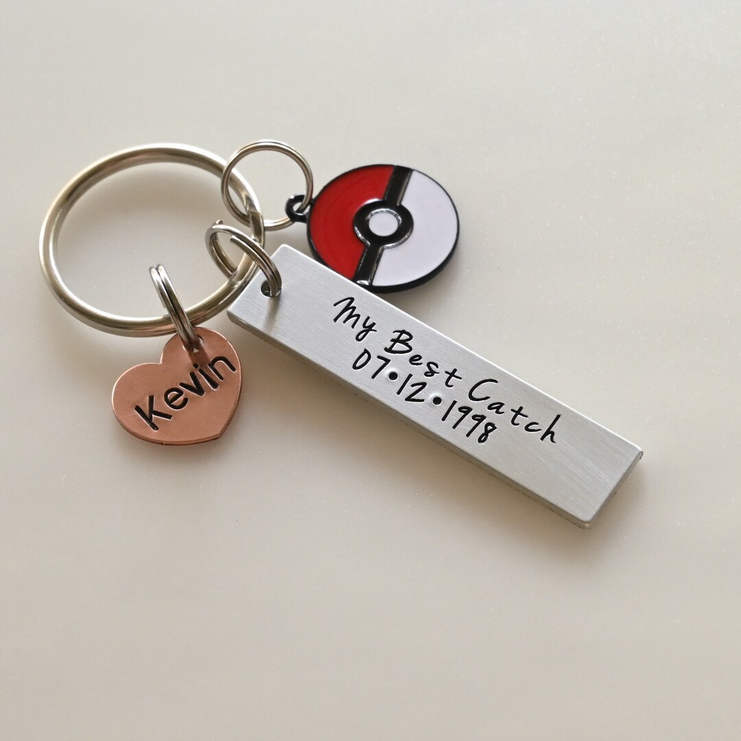 Personalized Stainless Steel Keychain, Anniversary Gift, Pokemon Ball ...