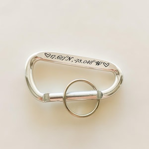 Personalized Engraved Carabiner: Coordinates Keychain