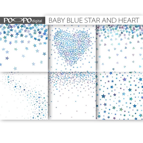 Baby Blue Digital Paper Stars Hearts Confetti Background Star Etsy Baby Blue Digital Paper Stars Hearts Confetti Background Star Etsy