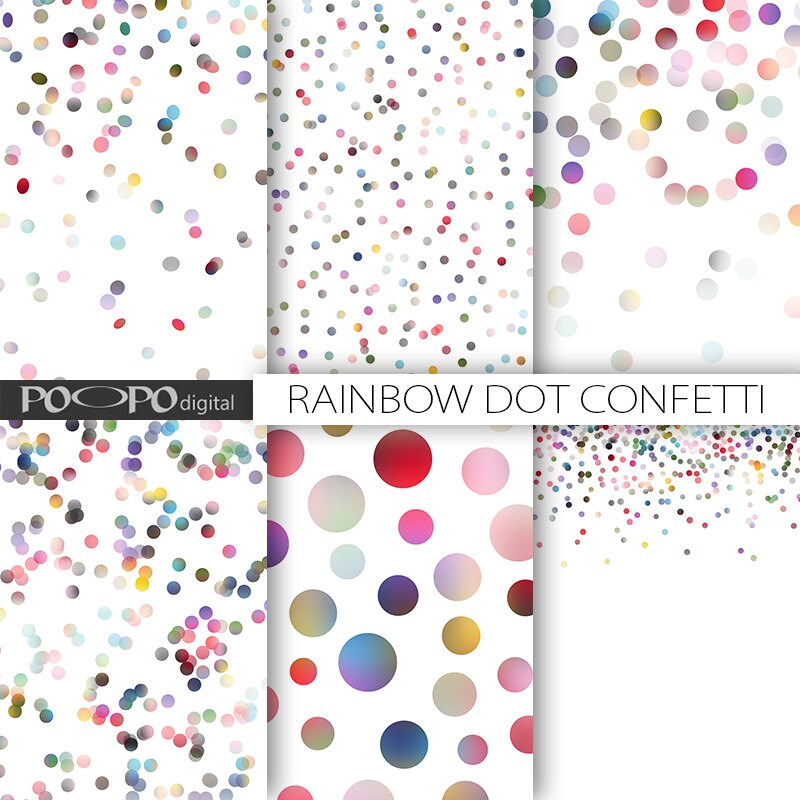 rainbow dots digital paper multicolor scrapbooking dotted pattern col…