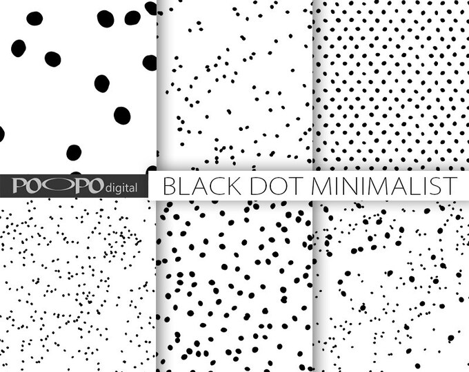 Black and White Dot Digital Paper Hand Drawn Dotted Pattern - Etsy