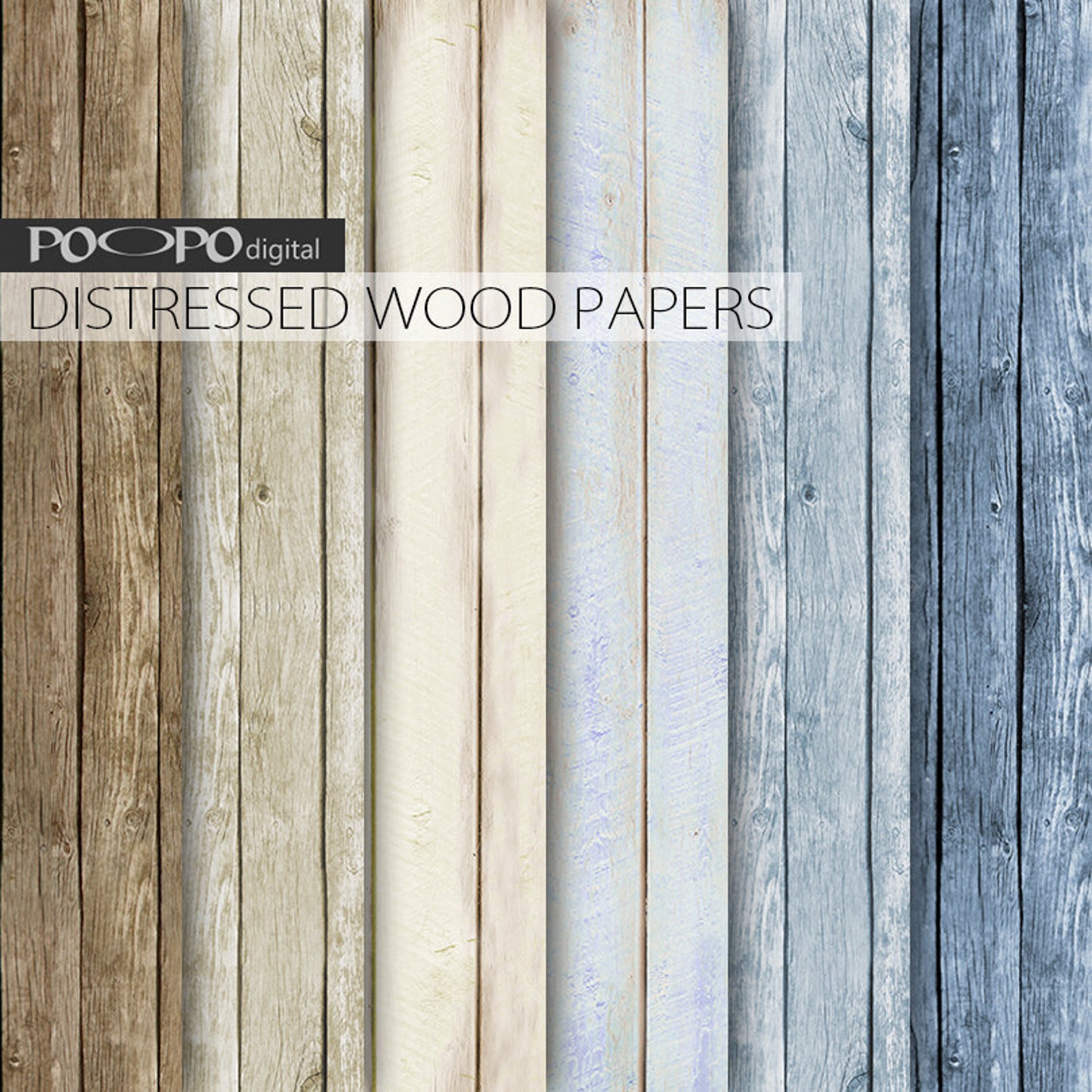 Rustic Blue Wood Digital Paper Wooden Textures Wood | Etsy