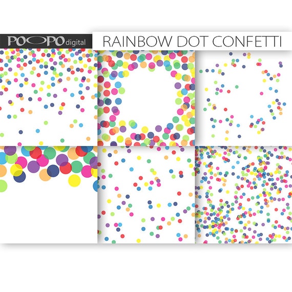 rainbow digital paper dot scrapbook multicolor baby shower etsy