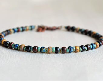 bracelet picasso beaded rustic multi unisex jewelry boho ankle bohemian boutique wholesale thin anklet body
