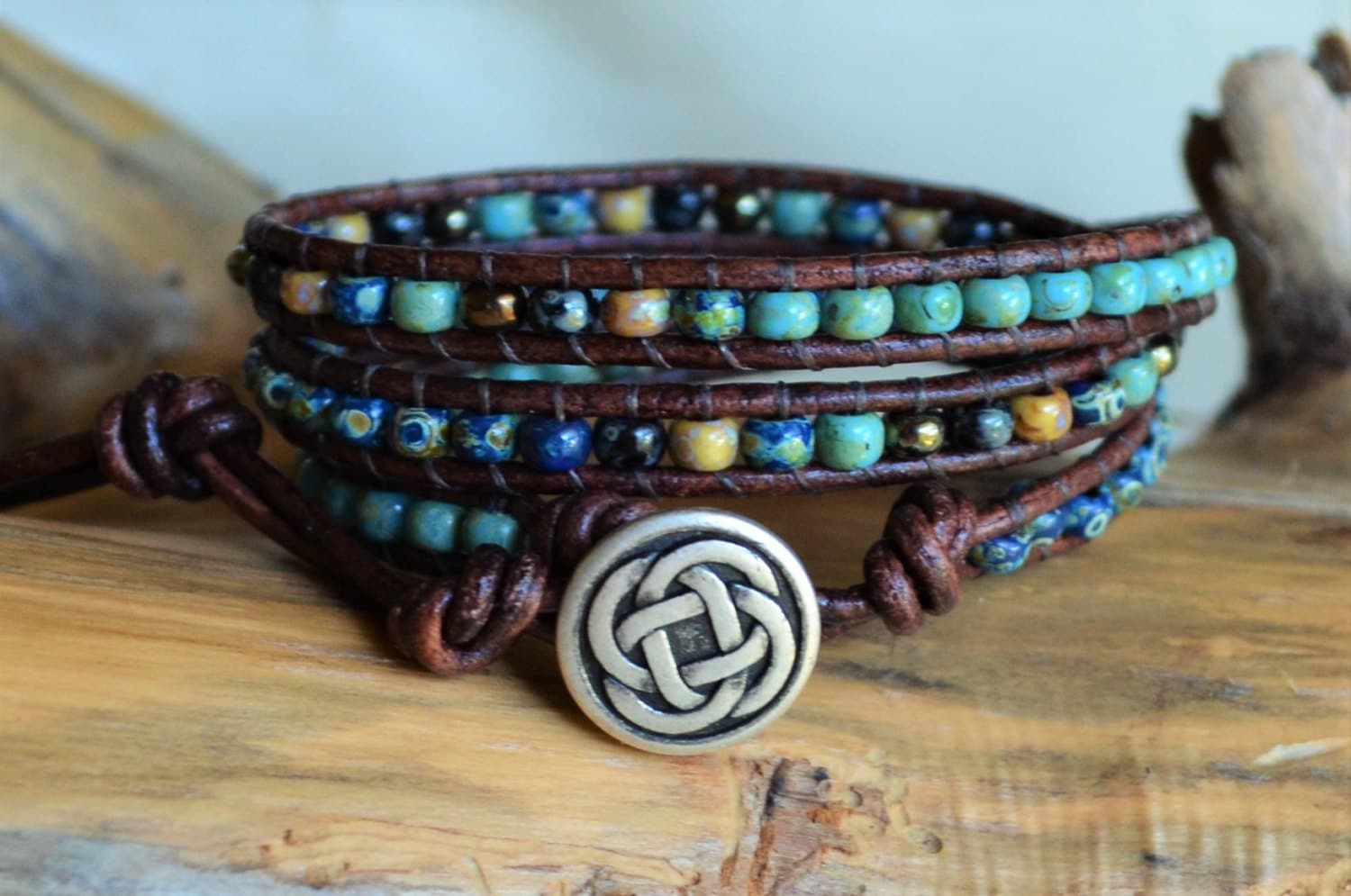 Boho Leather Wrap Bracelet Kit (Cocoa) - Running With Sisters