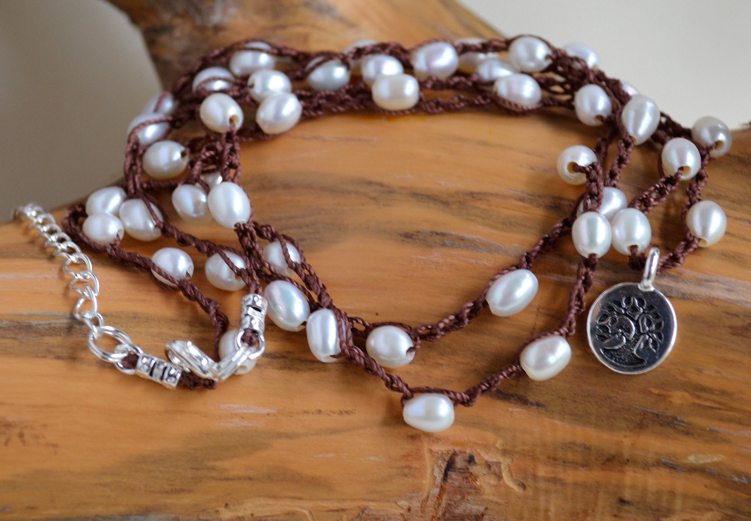 Rice Pearl Necklace/crocheted Necklace/bible Verse Charm
