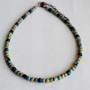 Kids Picasso Czech Glass Beaded Necklace: Boho Unisex Jewelry
