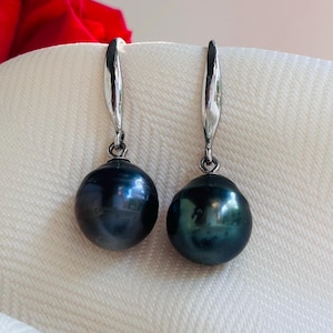 Genuine Tahitian Pearls Earrings/Tahiti Pearl Earrings/South Sea Pearl Earrings/Beautiful Tahitian Pearl Jewelry/Holiday Gift/For Her/Yevga