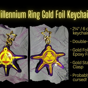 Millennium Ring Gold Foil Keychain - 2.25&quot; / 6cm Double-sided Charm
