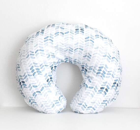 Boppy Nursing Pillow Cover Navy Blue Watercolor Herringbone Etsy