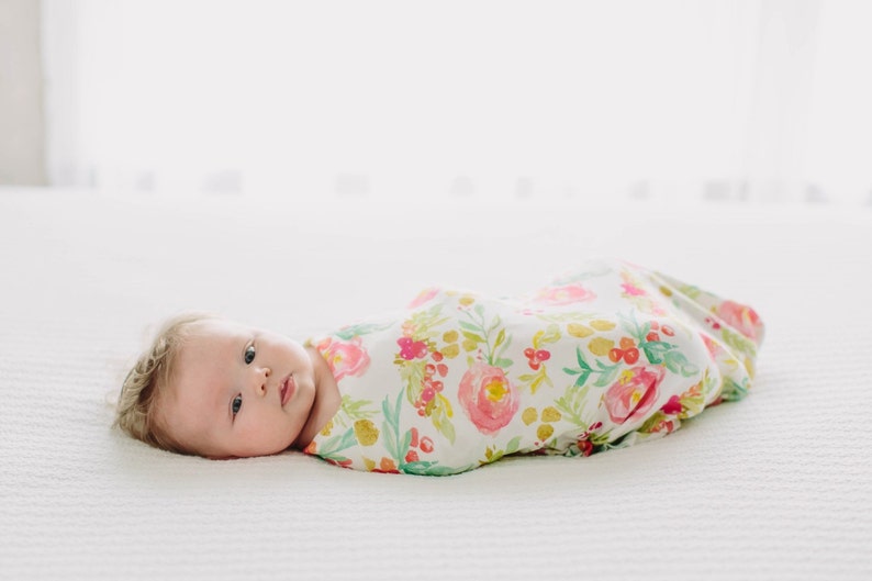 Winter Floral in Pink and Gold Swaddle Boppy Cover Crib Etsy