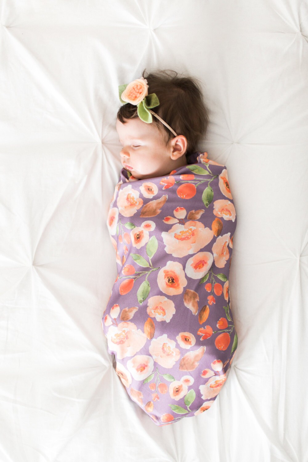 Organic cotton swaddle blanket in Indy Bloom Autumn Peach Etsy