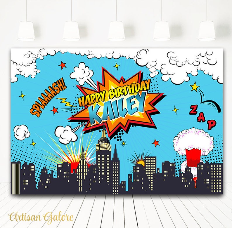 Superhero Backdrop Superheroes Birthday Backdrop Boy