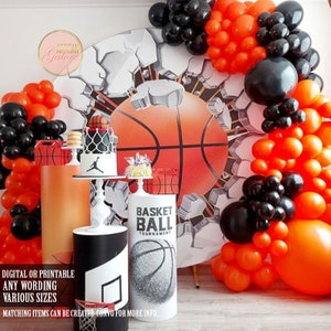 Basketball Birthday backdrop, Round Basketball Birthday banner, Basketball  photo prop, Basketball birthday sign, Basketball , Printable