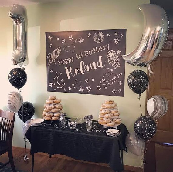 Space Birthday Backdrop, Spaceship,Planets,Rockets,Stars,Outer Space Party, Astronaut/Space Shuttle Backdrop,Desert Table Decoration digital Il_570xn