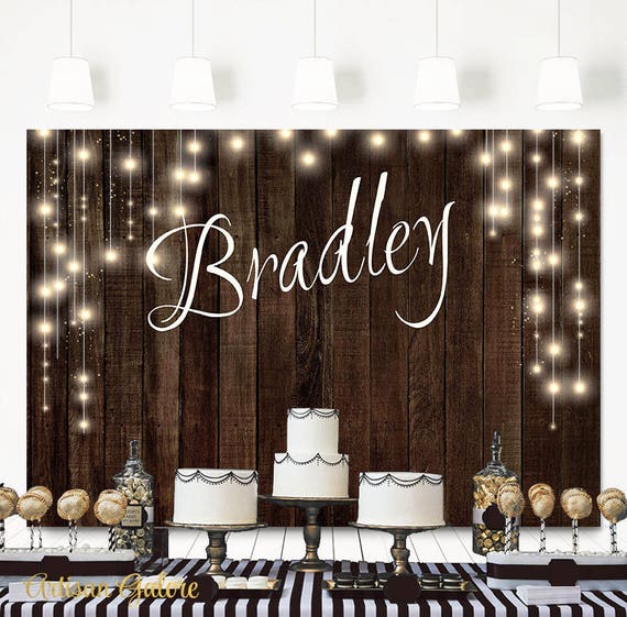 SALE Rustic Birthday Backdrop, Custom Barn Tapestry, Bridal Shower Backdrop, Rustic Wedding, Wood Fairy Lights Backdrop, Baby Shower Il_570xn