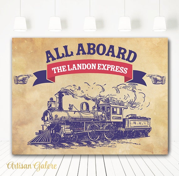 Vintage train backdrop ,vintage banner, train backdrop, First Birthday Backdrop, Baby Shower Backdrop, Desert Table Decoration DIGITAL Il_570xn