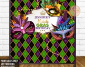 Mardi Gras backdrop, New Orleans Carnival Mask Party, Mardi Gras Party, Masquerade backdrop, Sweet 16 Birthday, Mask backdrop, Printable Il_170x135