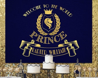 Prince backdrop, Prince Baby Shower Printable, Prince Birthday Sign, Royal Blue Gold Party Decoration, Photo Booth Prop, Royal Celebration