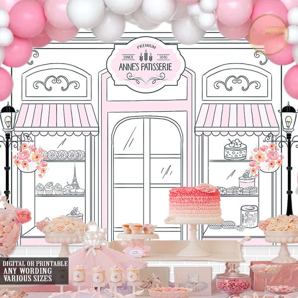 Patisserie Party Backdrop, Backshop Backdrop, Cupcake Sweet Shoppe, Candy Shop, französisches Café, Patisserie Bäckerei Cupcakes, Sweet as Cupcake