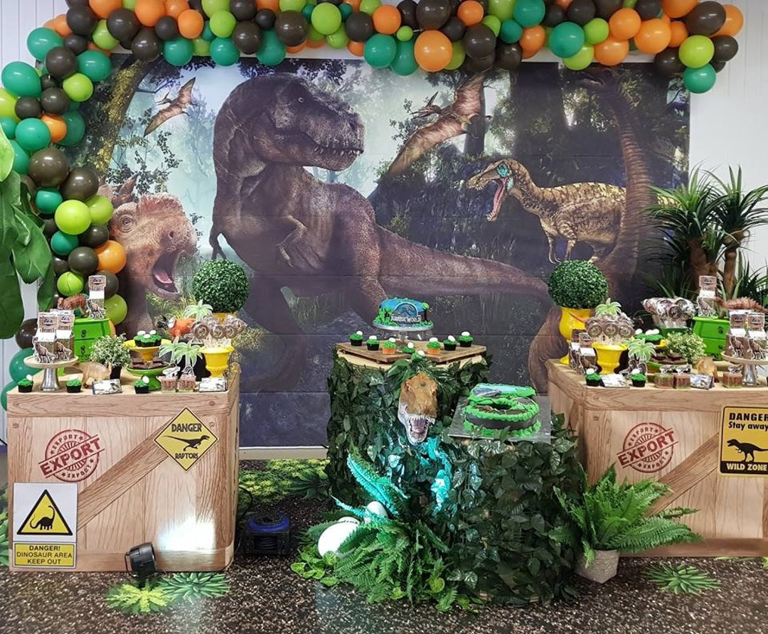 Dinosaur Birthday Backdrop Jurassic World Banner Dinosaur - Etsy
