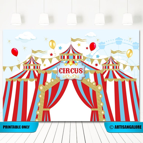 SALE Circus Backdrop, Carnival birthday backdrop, Circus Backdrop Banner, big top Birthday backdrop, Carnival Party Backdrop printable Il_570xn