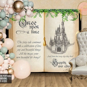 Once Upon A Time Gold Foil Castle and Watercolor Floral 