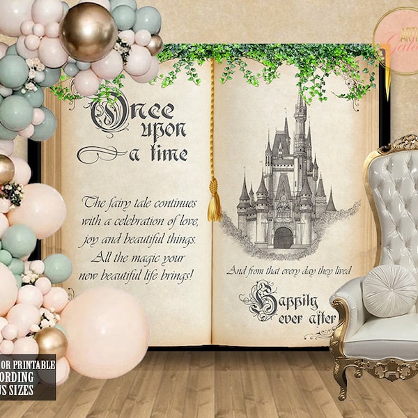 Personalized Once Upon a Time Backdrop, Princess Birthday Party, Little Princess Baby Shower,Vintage Royal Celebration Bridal Shower Digital