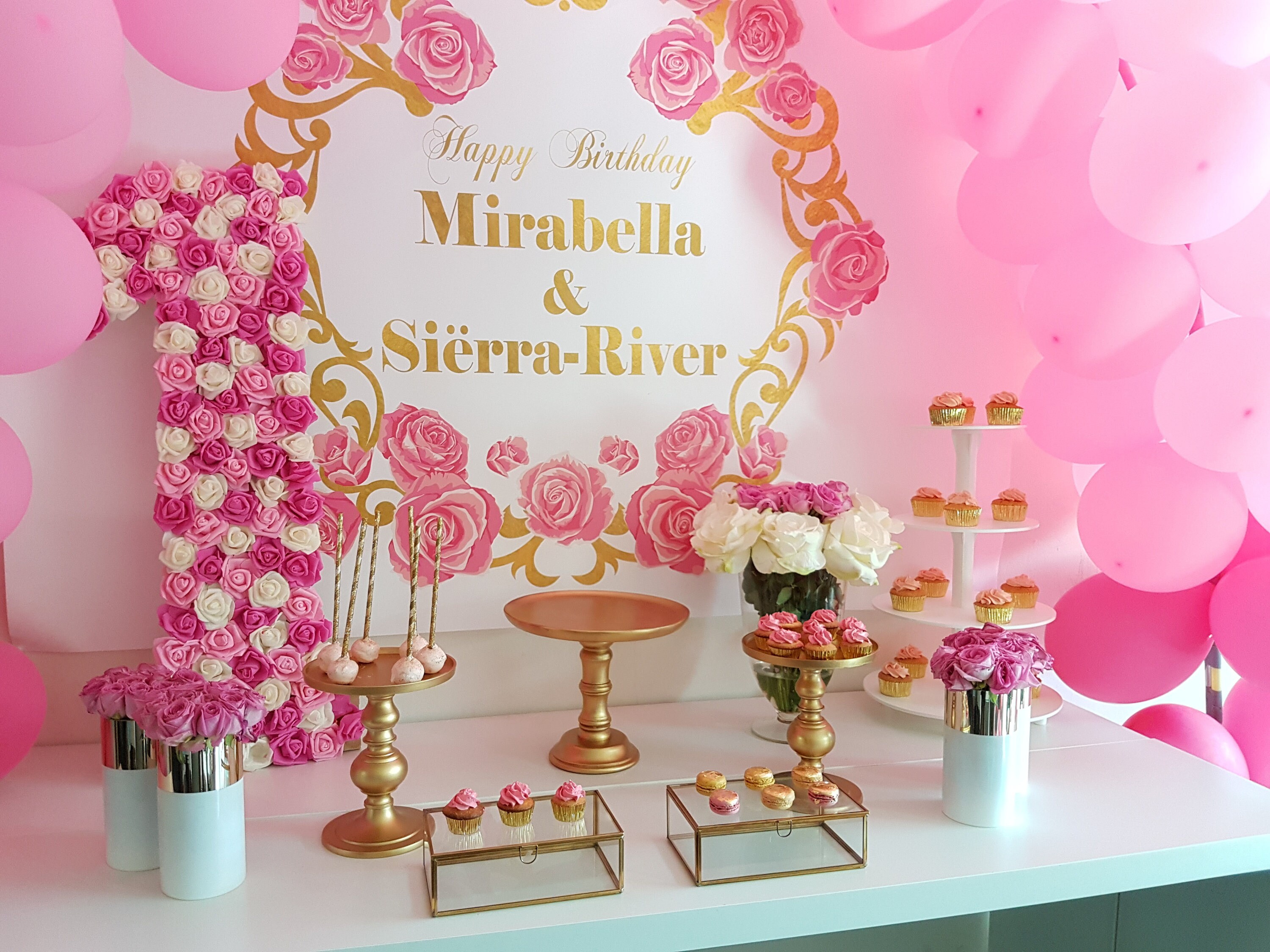 Pink and Gold Floral Birthday Backdrop Roses Baby Shower Etsy Australia