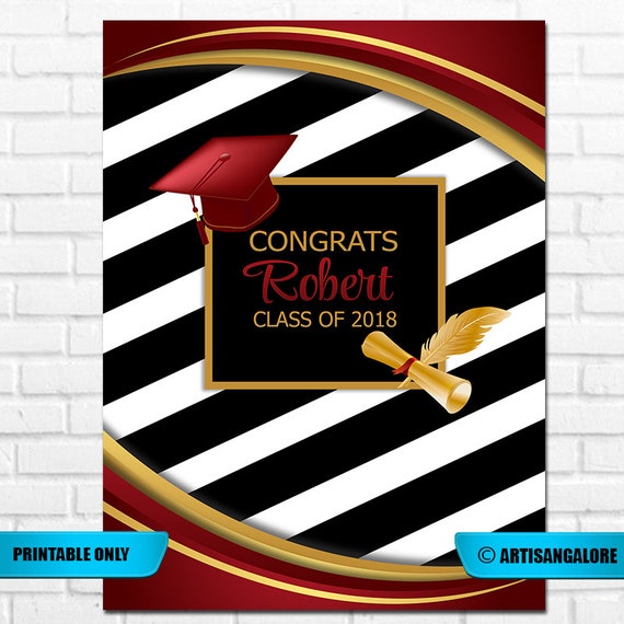 Black White Stripes Graduation Backdrop Graduation Banner