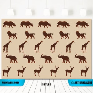 Safari Backdrop, Gold safari backdrop, Jungle backdrop, boy safari sign, gold animal sign, Gold White animals Baby shower backdrop image 7