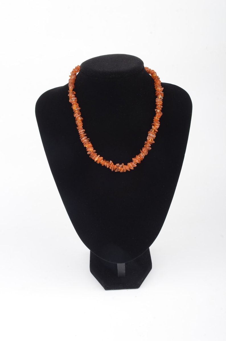 Natural Baltic Amber Adult Necklace with Polished Cognac Color Beads