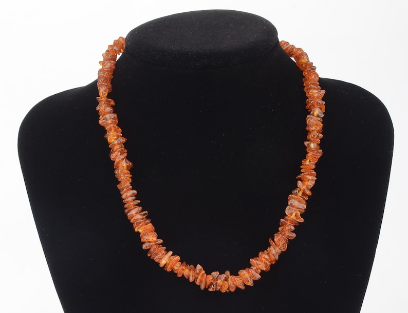 Natural Baltic Amber Adult Necklace with Polished Cognac Color Beads