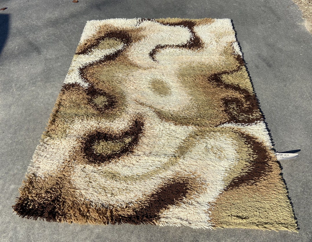 Danish New Old Stock Never Used RYA Wool Rug From 1970s Mid Century ...