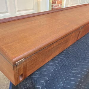 Danish Teak Wall-Mounted Flip-Top Floating Desk Table by Hovmand Olsen MCM