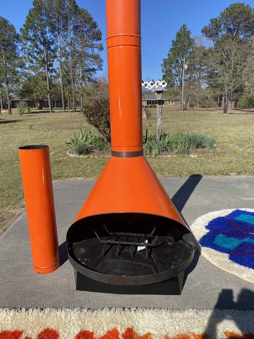 Mid Century Modern Orange Enamel Preway Fireplace W/ 3 Pipe Etsy