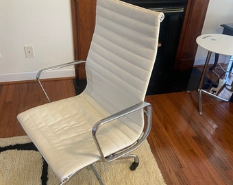 Herman Miller Eames Aluminum Group Executive Chair EA337 White Leather #2