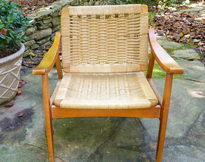 Mid Century Modern Rope Cord Chair in Danish Style of Hans Wegner Etsy
