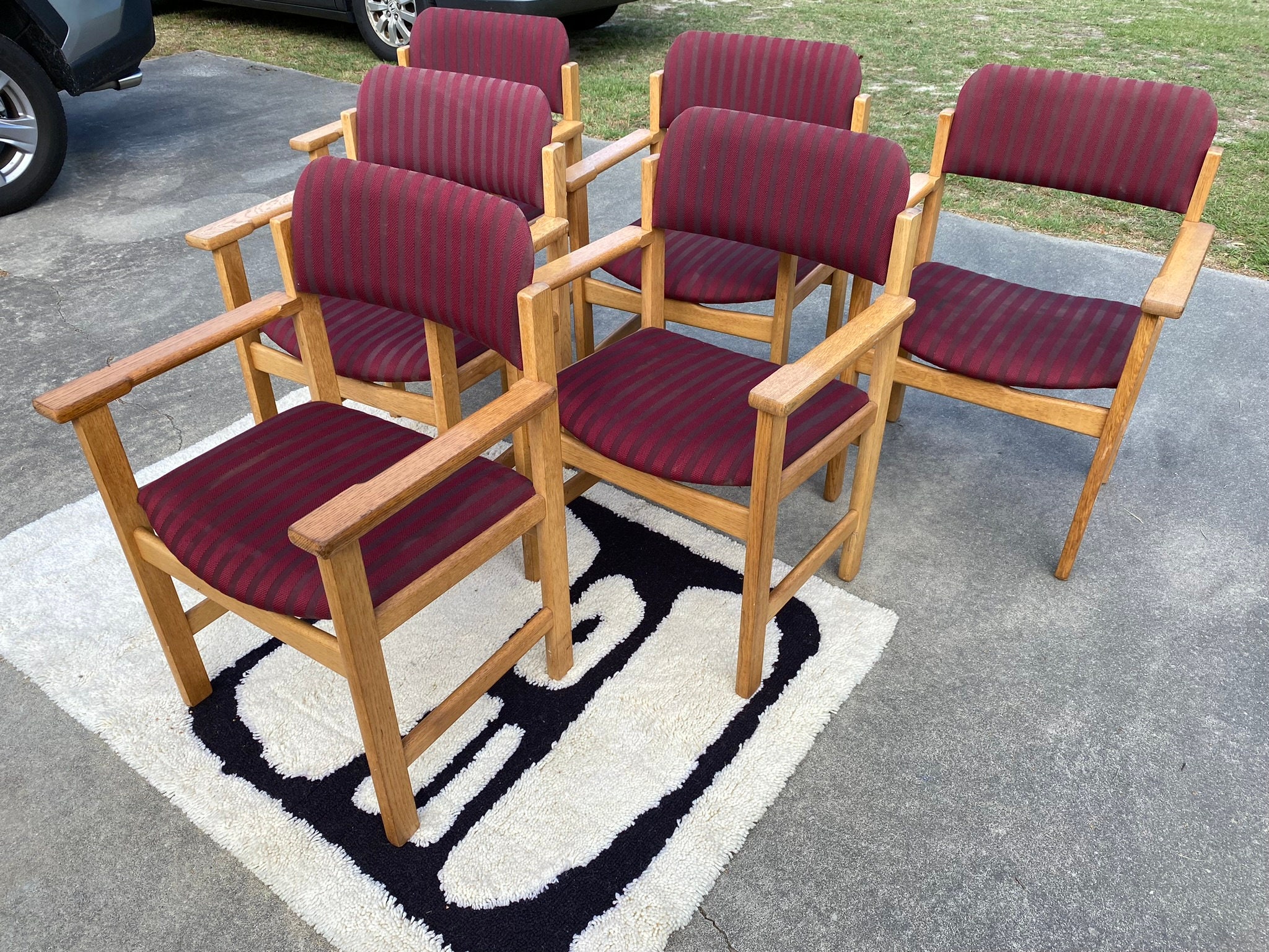 Set of 6 Danish Oak Arm Chairs by Hans Wegner for Getama Set of 6 Danish Oak Arm Chairs by Hans Wegner for Getama