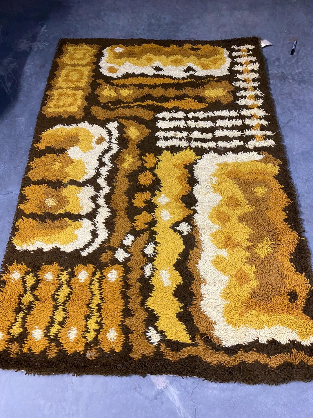 70s Rya Rug New Old Stock Danish Wool Rya Rug 4' X 6' 1970s Space Age Mid Century ...